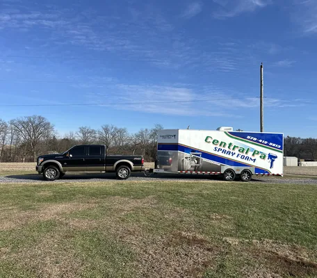 Central PA Spray Foam's truck and equipment trailer ready for an insulation job across central Pennsylvania