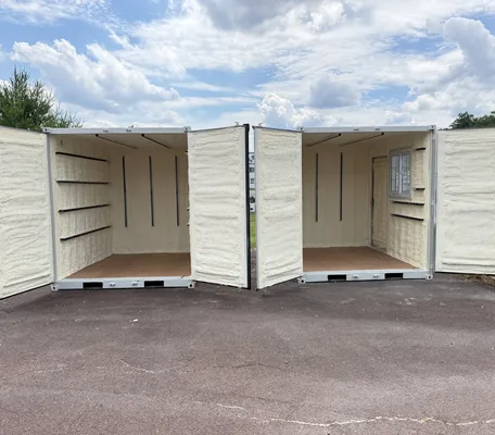 Spray foam insulated storage containers for a commercial project in central Pennsylvania